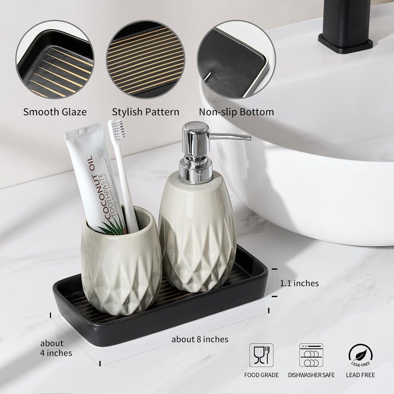 Pottify Bathroom Vanity Tray for Countertop,2PC Rectangle Striped Tray,Decorative Bathroom Organizer for Scrubber, Lotion Bottles, Perfume, Jewelry, Candle, Key Trinket Ring(Small,Black) - Image 2